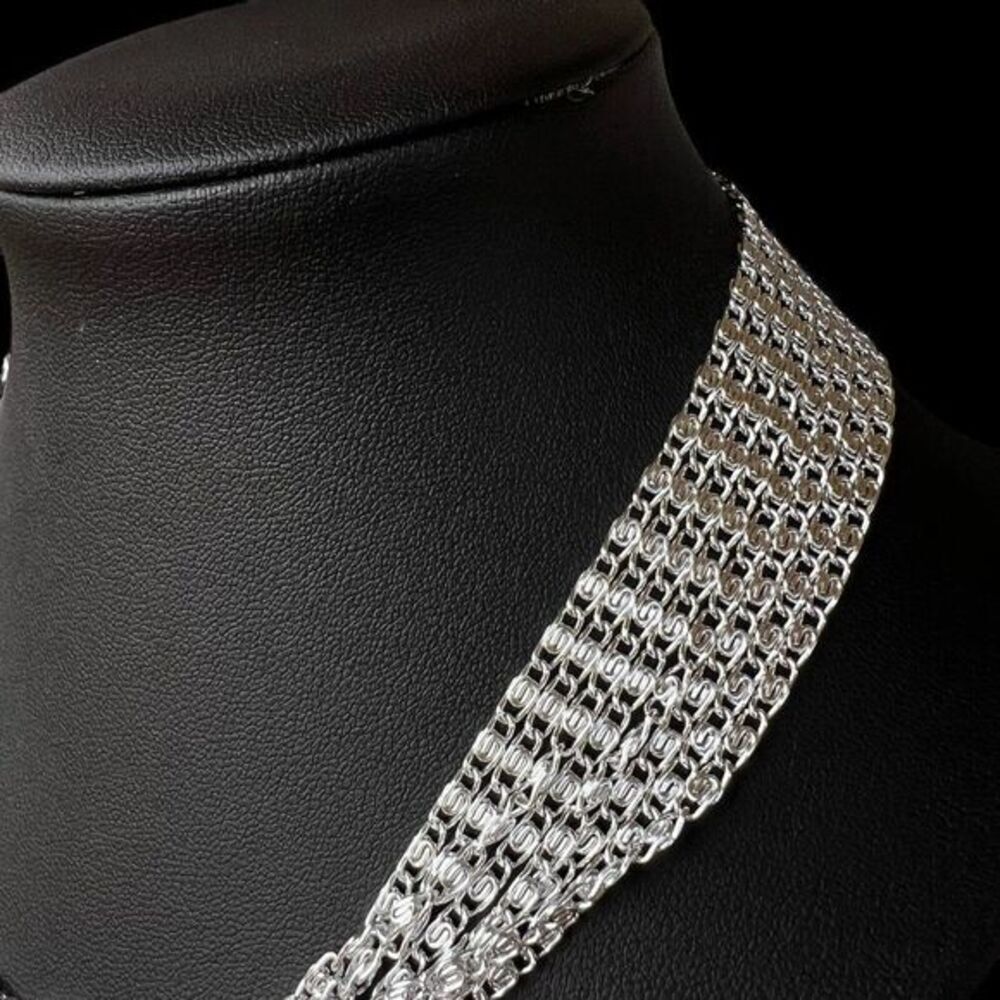 VINTAGE SARAH COVENTRY Women's Choker 8 Strand Silver Tone Aluminum 15 in - Picture 8 of 16
